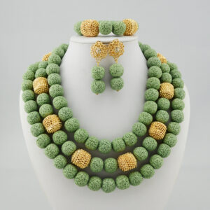 african Nigerian Wedding Jewelry Sets Wine Seed Bead Pendant Statement Necklace Set Bride