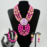 Nigerian Wedding African Beads Necklace Earrings set Girls Necklace in JW1058