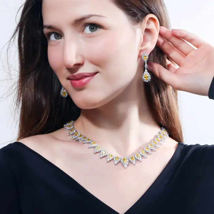 Bridal Pink Necklace Earring Set