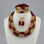 Nigerian bridal jewelry in coral bead necklace jewelry JW1283